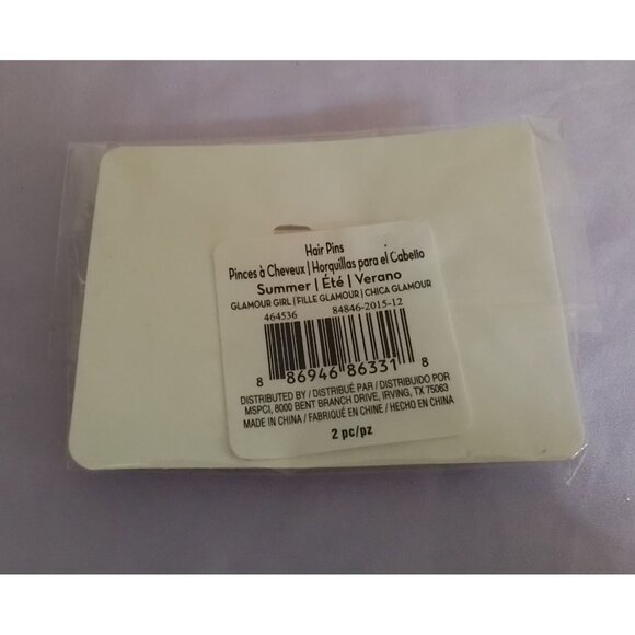 Glamour Girl Pink Rose & Faux Pearl Hair Pins Set Of 2 - Picture 2 of 2